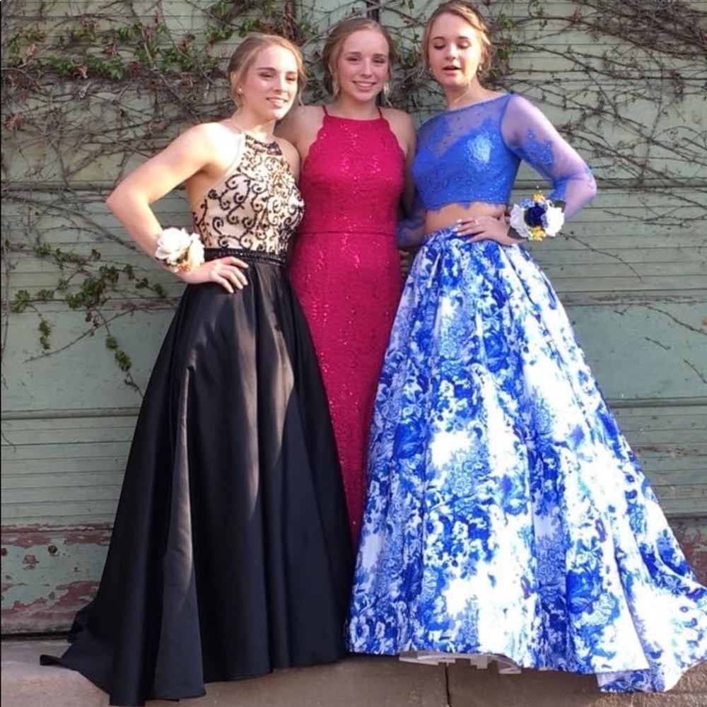 Black and nude colored prom dress worn one time. In really good condition. LEFT